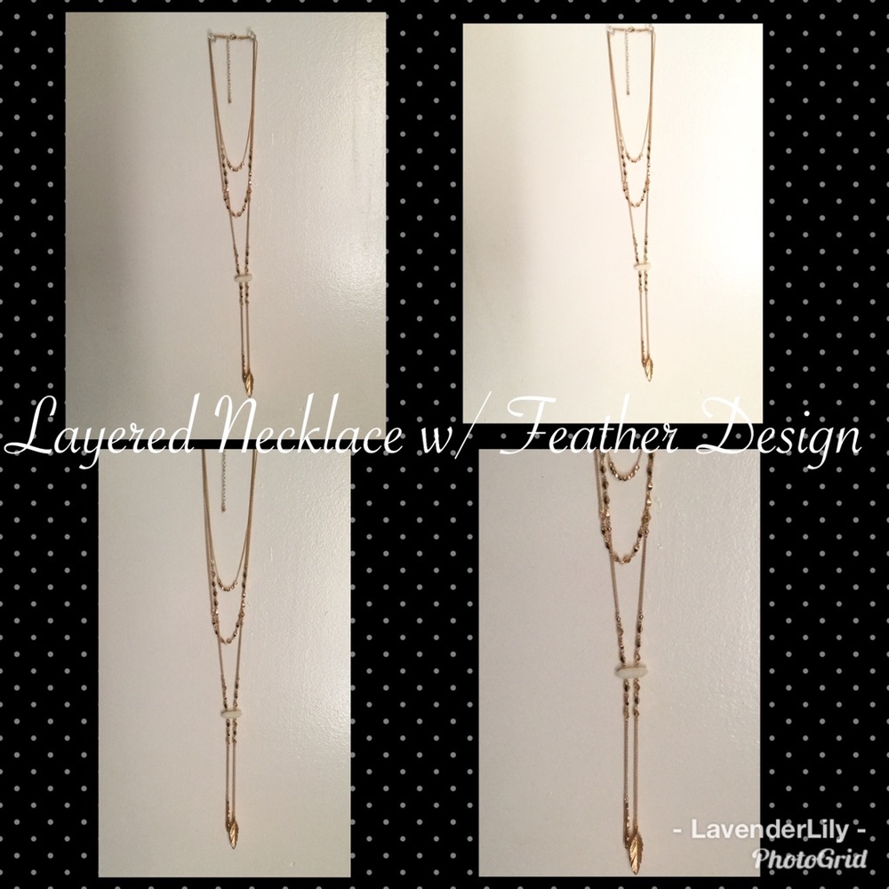 Layered Necklace w/ Feather Design